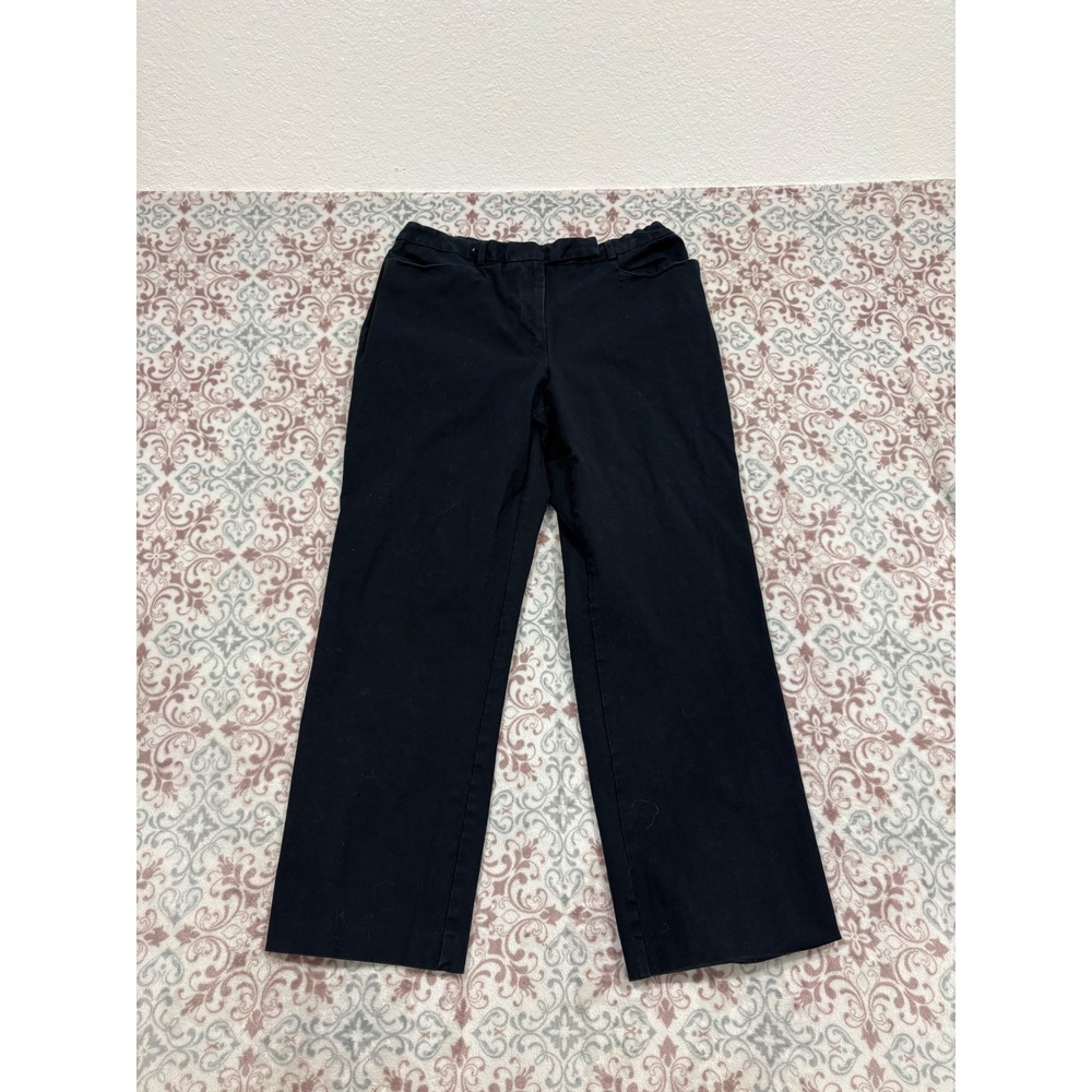Villager Liz Claiborne Womens 14P Navy Blue Stretch Cotton Straight Leg Trousers
